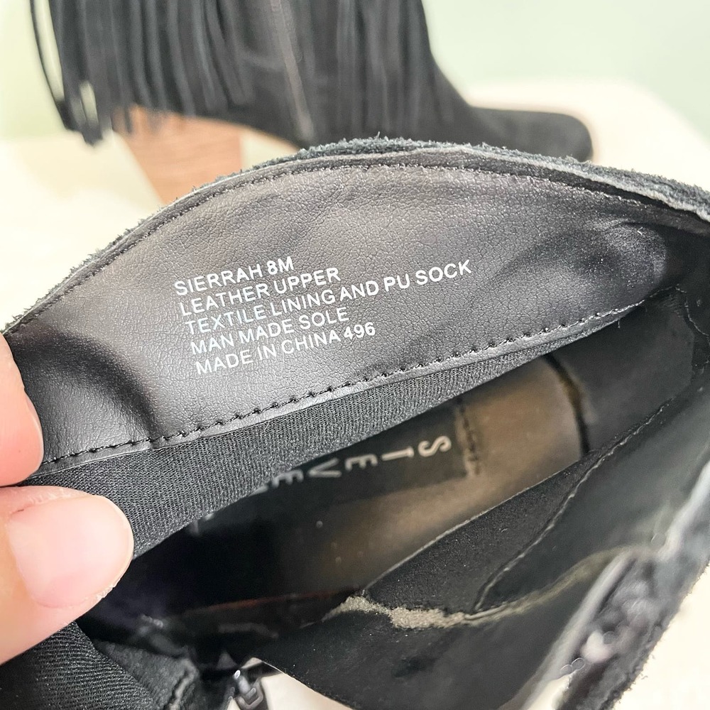 Steven By Steve Madden Women's Black Sierrah Leather Fringe Ankle Boots Size 8M - Picture 6 of 9